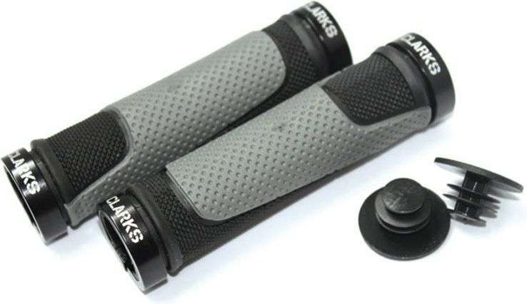 Грипсы CLARK`s CLOG308, 130мм, с фиксаторами, черный/серый